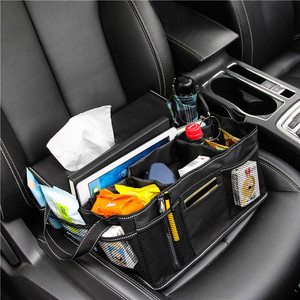 Car <b>Storage</b> Organizer Oxford Cloth Black Foldable Front Seat <b>Trunk</b> Organizer 4-7 Compartments General Use - Product Image 4
