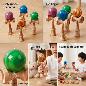 Juego de Kendama de Madera Premium, Colección con Asas de Bambú Laminado Pintadas con Degradado, Juguete de Habilidad con Bola para Niños y Adultos - Product Image 1