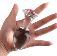 Jouet sexuel en verre orné de pierres précieuses rose rouge, taille S/M/L, ensemble de plug anal, jouets pour adultes, boutique de sex-shop