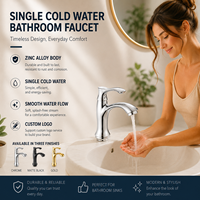 Robinet de lavabo en alliage de zinc, monocommande eau froide, finition chromée, style moderne