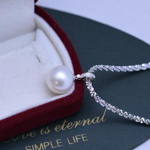 Colgante de Perla Blanca de Agua Dulce de 13-14 mm para Mujer, Cadena Gruesa de Plata S925 Ajustable, con Brillo Intenso y Ligeras Imperfecciones, Wenchi - Product Image 3