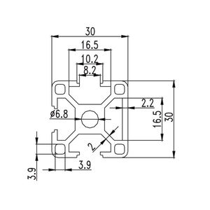 Profili in Alluminio Serie 6000 3030 di Alta Qualità, Nuovo Design Quadrato, Molto Economici, Vendita all'Ingrosso, per Macchinari, Saldatura, Piegatura, Taglio - Product Image 2
