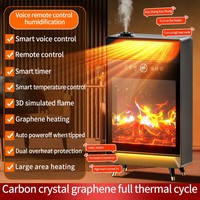 Chauffage électrique au graphène avec télécommande, flamme simulée 3D, fonction humidifiante, minuterie intelligente, radiateur d'appoint pour usage intérieur