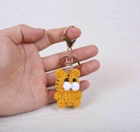 Porte-clés en crochet de la série Mini Animaux, poupées animaux mignons, mini mouton, vache, poupées tricotées, accessoires personnalisés en gros