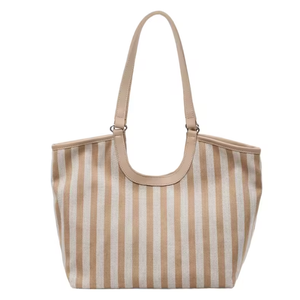 Annual hot selling women's fashionable striped <b>canvas</b> handbag, single opening large capacity, fashionable design shopping <b>bag</b> - Product Image 1