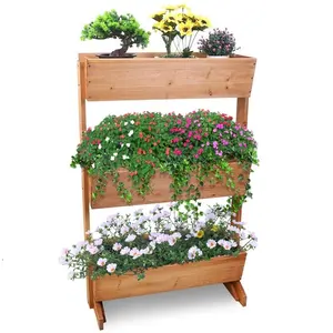 Verticale Verhoogde Tuin Bed 3 Tier Verhoogde Vrijstaande Houten Planter Box