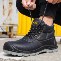 711-2 CE Sepatu Kerja Kulit Asli Baru S3 Sol PU Tahan Lama, Sepatu Keselamatan Anti Benturan dengan Ujung Baja Tahan Air untuk Konstruksi