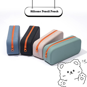 AMZ Silicone Zipper Pencil <b>Bag</b> Waterproof Custom Logo Print Pencil Pouch for Kids Multifunctional Large-Capacity Storage <b>Bag</b> - Product Image 2