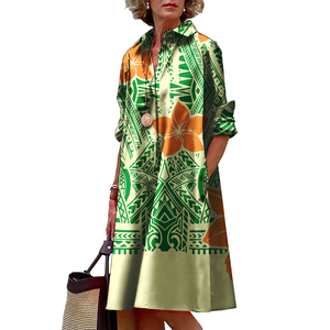 Conceptions de tatouage <span class=keywords><strong>samoan</strong></span> polynésien noir robe surdimensionnée de style vintage robe de mode élégante avec poche pour les robes de soirée - Product Image 3