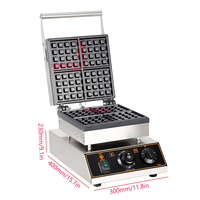 Gaufrier carré professionnel 2000W en acier inoxydable 4 tranches, antiadhésif, avec contrôle de la température et du temps (50~300°C) ℃   pour les collations Nouveau