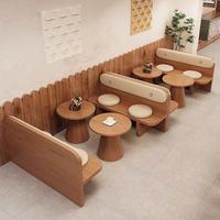 Ensemble table et chaises de salle à manger commerciales modernes en bois massif, non pliables, pour restaurant, café, bar, salon de thé, salon.
