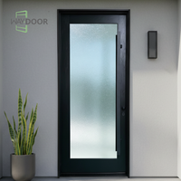 Porte en bois massif en chêne blanc pré-montée, avec inserts en verre simple en acajou, étanche, pour maisons, chambres, bureaux, intérieur