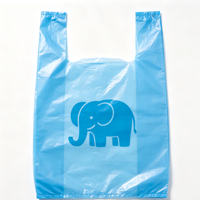 Sac de courses en plastique bleu en PEHD, personnalisé, à motif animalier, couleur unie, pour la vente en gros
