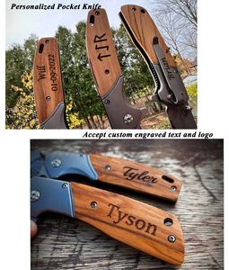 Cuchillo de Caza Plegable de Bolsillo, Táctico, de Supervivencia, con Mango de Madera de Olivo, Personalizado, al por Mayor, OEM, de Alta Calidad, en Oferta - Product Image 3
