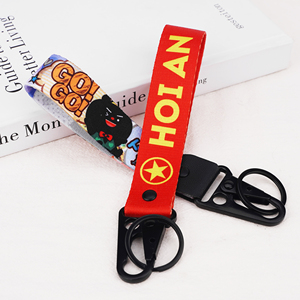 Custom Fashion Woven <b>Polyester</b> Wrist Short <b>Lanyard</b> with Embroidered Logo and Offset Printing <b>Lanyards</b> Keychain - Product Image 3