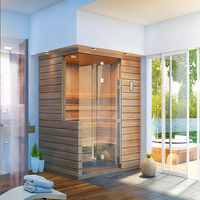 Sauna intérieur de haute qualité pour la maison, sauna finlandais traditionnel à vapeur sèche avec porte en verre trempé, prix d'usine