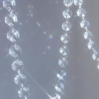 Chaîne de perles octogonales en cristal transparent de 14 mm, 1 mètre, pour lustre, décoration de mariage, fête, perles en cristal en gros