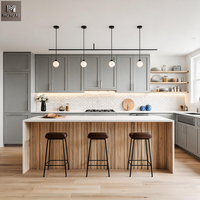 Meubles de cuisine haut de gamme en gros : armoires shaker, panneaux en contreplaqué, mélaminé, MDF, gris personnalisé, conception modulaire pour garde-manger, placards et îlots de cuisine