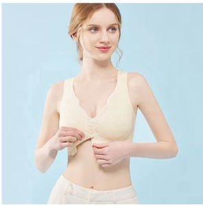 เสื้อชั้นในให้นมบุตรแบบกระดุมด้านหน้าปิดลายดอกไม้สำหรับให้นมบุตรไร้สายสวมใส่สบายไร้รอยต่อของผู้หญิง - Product Image 1