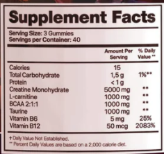 Gomitas de Monohidrato de Creatina con L-Arginina y BCAA, Suplemento Pre-Entrenamiento para Desarrollo Muscular y Energía, Venta Caliente OEM - Product Image 2