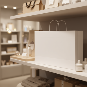 Sacs en papier kraft blanc 16x6x12 pouces avec poignées, lot de 100, pour fêtes, shopping et usage commercial - Product Image 2