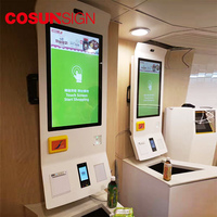 Kiosque de commande en libre-service sur pied avec écran tactile pour restaurant de restauration rapide