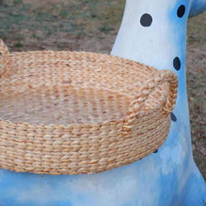 Bandeja Redonda Artesanal de Jacinto de Agua de 32.5cm, Plato de Servir Tejido Sostenible, Decoración de Mesa Estilo Boho para el Hogar y Cafeterías - Product Image 5