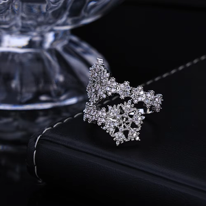 Hip-hop <b>Open</b> Snowflake <b>Ring</b>, Full of Jewelry Style Design Simple Zircon <b>Ring</b> - Product Image 2