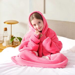 Nes Design Custom <strong>Blanket</strong> Super Soft Fluffy Sherpa Flannel <strong>Hoodie</strong> Sweatshirt Wearable <strong>Hoodie</strong> <strong>Blankets</strong> for Kids - Product Image 3