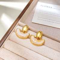Pendientes de Lujo Color Ámbar de Moda, Acero Inoxidable, Chapado en Oro de 18K, Diseño Único, Resina Colorida, Pendientes de Botón para Mujer, Venta al Por Mayor