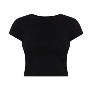 Camiseta Leduo Personalizada para Mujer, de Alta Calidad, a Cuadros, Cuello Redondo, Manga Corta, para Uso Diario - Product Image 1