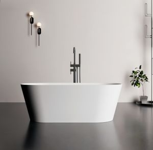 Baignoire autoportante ovale en pierre artificielle, finition mate moderne, surface solide, pour usage intérieur en hôtel, baignoire profonde - Product Image 5