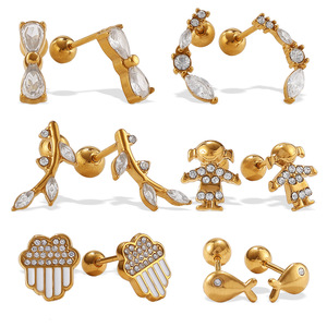 Pendientes de moda con diseño de arcoíris, corona, lazo y cristal, chapados en oro, para regalo o ocasiones especiales. - Product Image 5