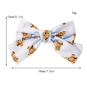 2024 nuovo disegno stampa Bear Hair fiocco nastro di seta fermacravata di alta qualità molletta per capelli da ragazza - Product Image 2