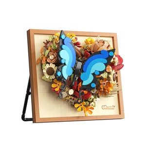 Bouquet de fleurs de tournesol et de papillons, cadre photo, blocs de construction compatibles, briques tendance, jouet décoratif, cadeau créatif - Product Image 5