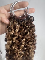 Extensions de cheveux tressés au crochet Miracle Knot, bouclés birmanes, couleur P4/27, double épaisseur, pointes en spirale, cheveux humains vierges