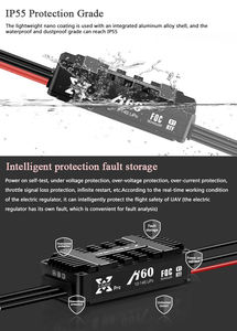 Hobbywing XRotor <span class=keywords><strong>Pro</strong></span> 60A 14S Drone UAV, BLDC/FOC VTOL H60 2in 1 tegangan tinggi ESC VTOL pengontrol kecepatan Brushless tanaman pertanian - Product Image 5