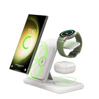 Support de charge sans fil rapide multifonction 3-en-1 portable en gros 15W pour téléphone et écouteurs Samsung, chargeur pliable 3-en-1