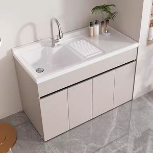 Stainless Steel Balcony Washbasin With Washboard Integrated <b>Laundry</b> Cabinet Free <b>Standing</b> Matte Surface Multi Functional - Product Image 4