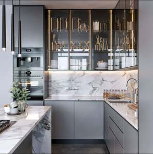 Free Whole House Contemporary Design Custom <b>Kitchen</b> <b>Cabinet</b> With Island Hidden Glass Plywood Storage Modern <b>Wall</b> <b>Cabinet</b> - Product Image 2