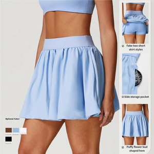 <span class=keywords><strong>Jupe</strong></span> de <span class=keywords><strong>tennis</strong></span> pour femmes avec <span class=keywords><strong>short</strong></span> intégré, poche, légère, respirante, chemise de sport pour la course à pied, vêtements de sport de fitness, taille haute, yoga - Product Image 3
