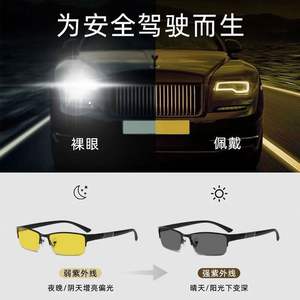 Gafas de visión nocturna para hombre, semimontura, fotocromáticas, antirreflejos, para conducir, con protección UV y bloqueo de luz azul - Product Image 3