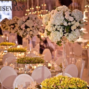 ISEVIAN-centro de mesa colgante de glicina y flor artificial, blanco y amarillo, centro de mesa para boda - Product Image 3