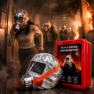 Masque filtrant d'évacuation de fumée pour équipement de lutte contre l'incendie, flexible et portable, vente en gros d'usine, autonomie 30 min - Product Image 5