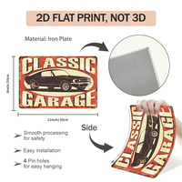 Letrero Metálico de Garaje, Decoración Rústica de Pared con Diseño de Auto Clásico para Garaje, Taller, Cuarto de Hombre, Regalo