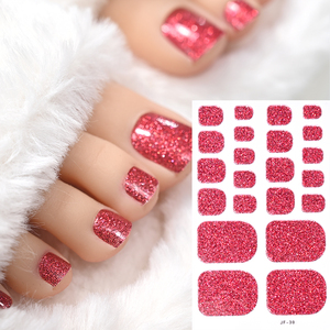 22 conseils rouge Gel orteil ongle autocollant paillettes paillettes couleur pas de cuisson pédicure auto-adhésif ongle autocollant pied ongles enveloppes - Product Image 2
