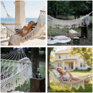 Navyice Luxury Hammock Chair Handmade Cotton Rope 120kg Load Wood Spreader Bar 40HQ FCL Bulk Wholesale - Product Image 3