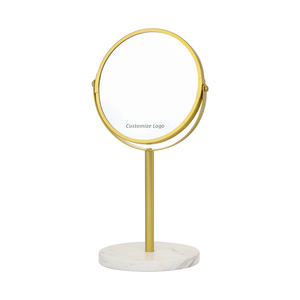<span class=keywords><strong>Miroir</strong></span> de table de beauté <span class=keywords><strong>sur</strong></span> <span class=keywords><strong>pied</strong></span> haut avec cadre métallique rond personnalisable et base en marbre - Product Image 2