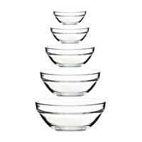 Lot de 5 bols en verre sans plomb, ronds, pour le stockage des aliments (céréales, soupes, salades, pâtes, riz, flocons d'avoine, fruits)