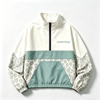 Veste Courte Décontractée Femme Coupe-Vent Légère à Col Montant et Demi-Zip, Style Rétro Esthétique Floral, Idéale pour le Streetwear – Vente en Gros